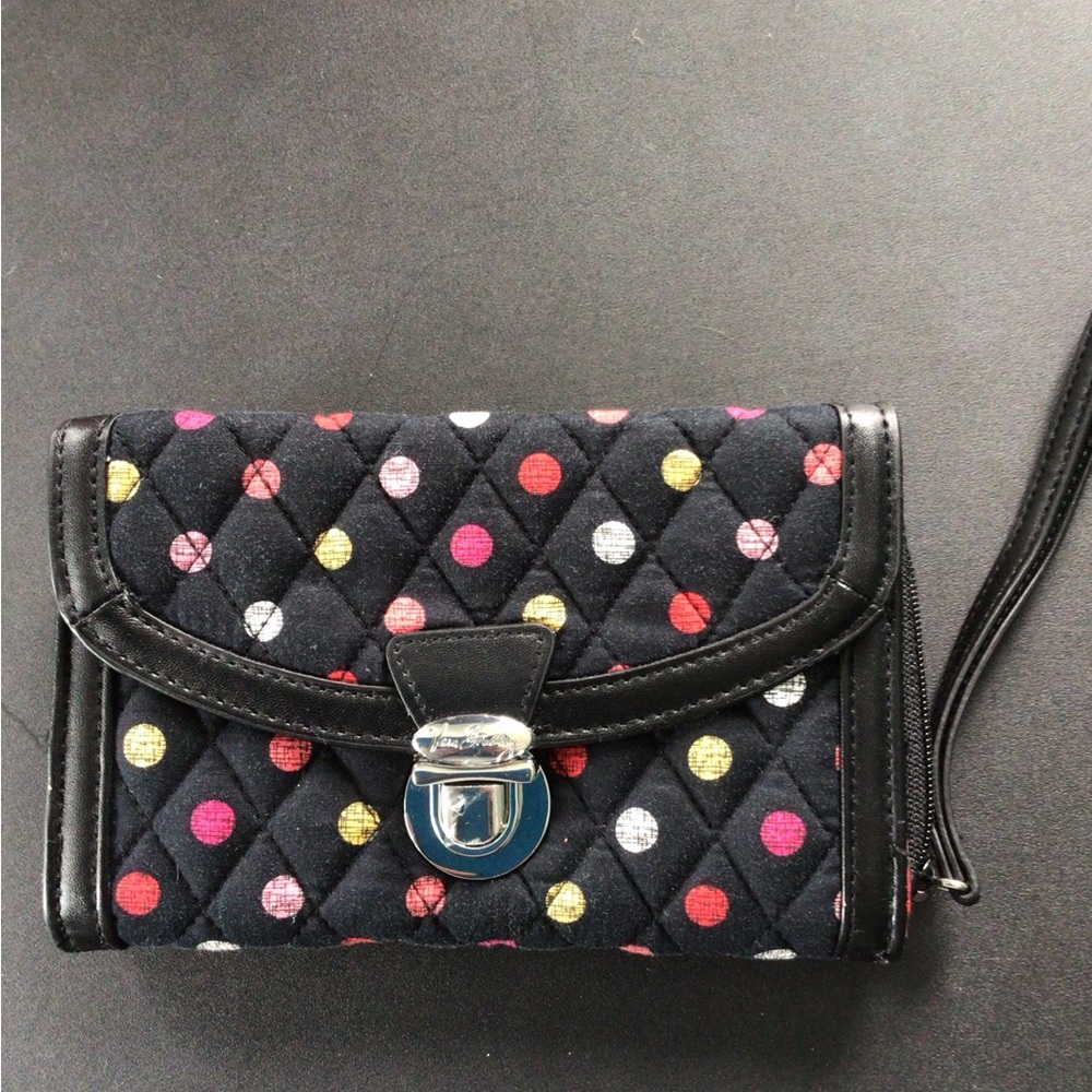 Red and Black Wristlet Clutch with Silver Clasp
